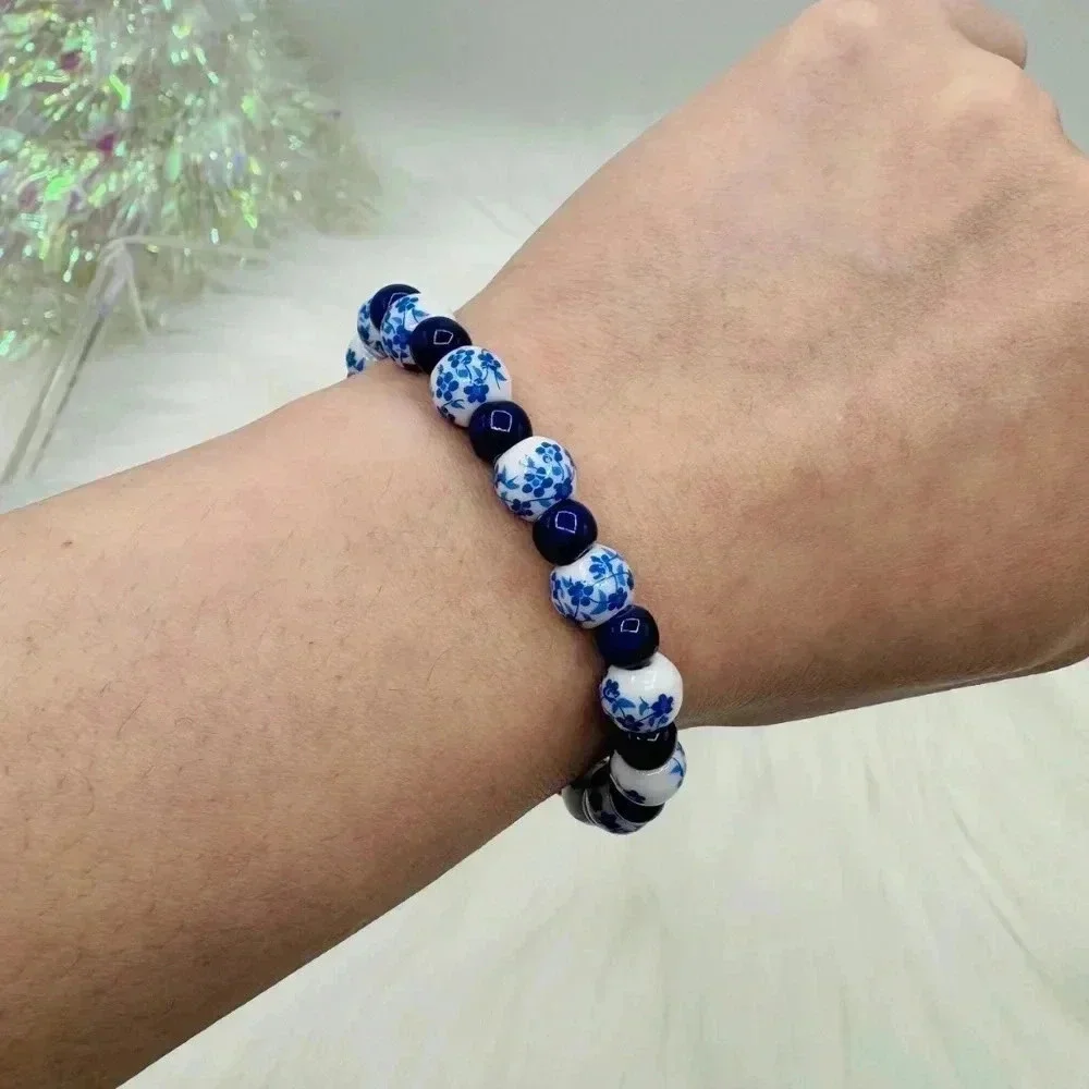 Ceramic Floral mix Beaded Stretch Bracelet